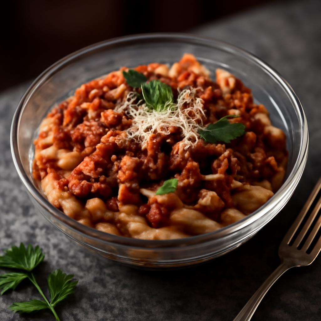 High-Protein Beef Ragu with Whole Wheat Pasta