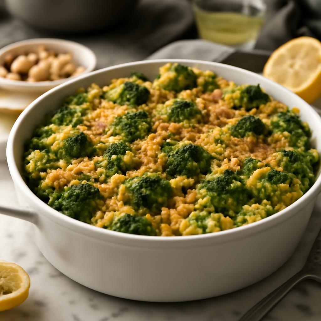 Vegan Broccoli Rice Casserole With Creamy Cashew Sauce