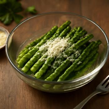 Microwave Steamed Asparagus with Parmesan