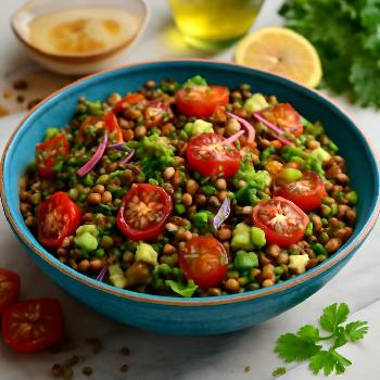 Speedy Lentil Salad with Zesty Mustard Dressing