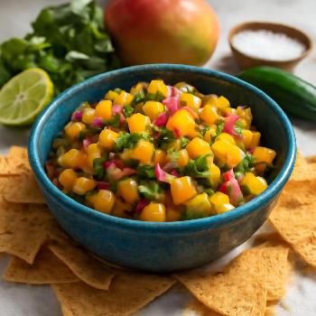Speedy Mango Salsa with Tortilla Chips
