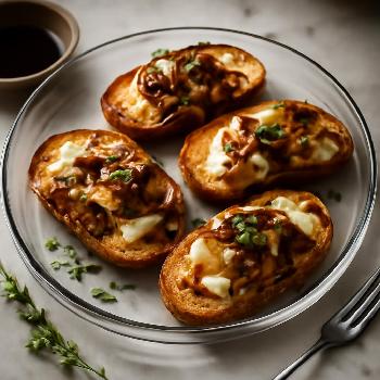 Caramelized Onion and Brie Crostini with Balsamic Glaze