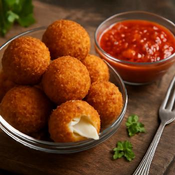 Crispy Fried Mozzarella Balls with Marinara Dip