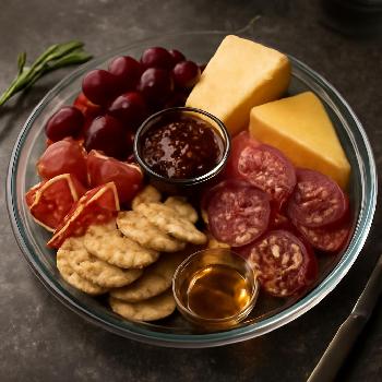Elevated Cheese and Charcuterie Board with Fig Jam and Rosemary Crackers