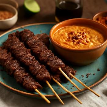 Grilled Beef Satay with Fiery Peanut Dip