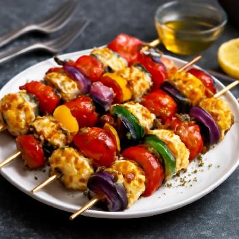 Grilled Halloumi and Vegetable Skewers