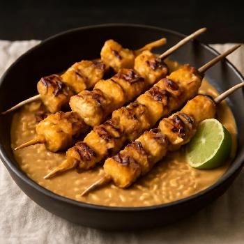 Grilled Pineapple Chicken Satay with Peanut Sauce