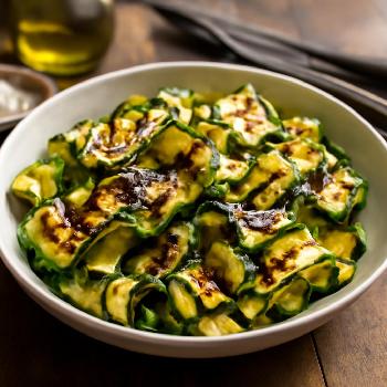 Grilled Zucchini Ribbons with Balsamic Glaze and Parmesan