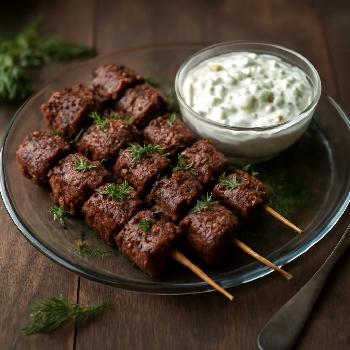 Mediterranean Beef Kebabs with Tzatziki Dip
