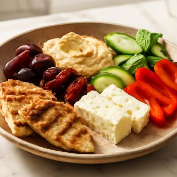 Mediterranean Cheese Platter with Grilled Pita