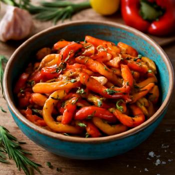 Roasted Bell Pepper Strips with Garlic and Herbs