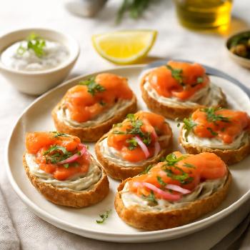 Smoked Salmon Crostini with Dill Cream Cheese