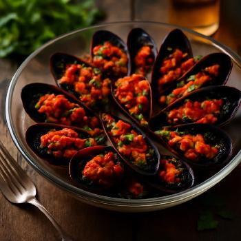 Spicy Chorizo Stuffed Mussels