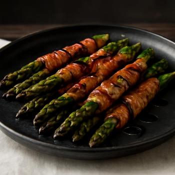 Sweet and Savory Bacon-Wrapped Asparagus with Balsamic Glaze