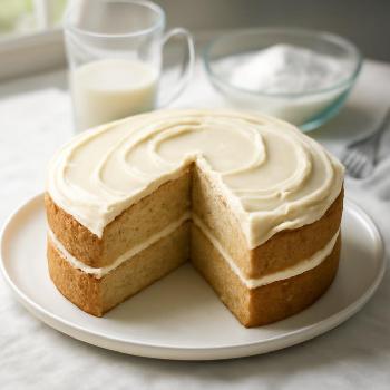 Vegan Vanilla Cake with Almond Milk Frosting