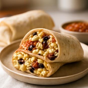 Black Bean and Corn Freezer Breakfast Burritos