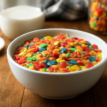 Fruity Pebbles Cereal with Whole Milk