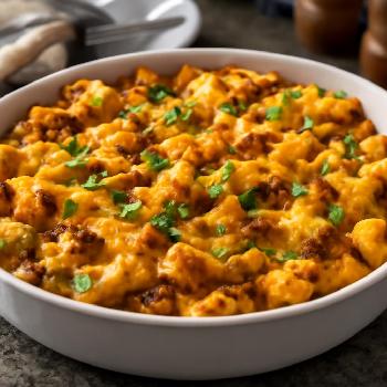 Sausage and Cheddar Savory Bread Pudding