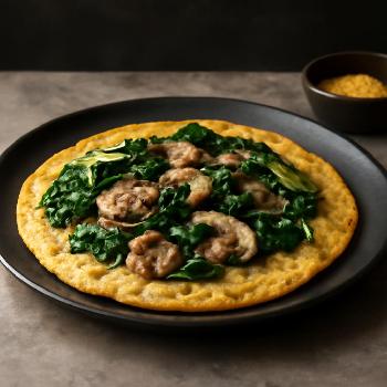 Savory Chickpea Flour Omelette with Spinach and Mushrooms