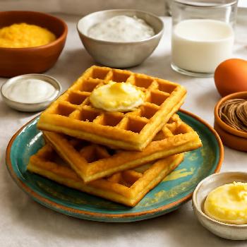 Sweet Cornmeal Waffles with Honey Butter