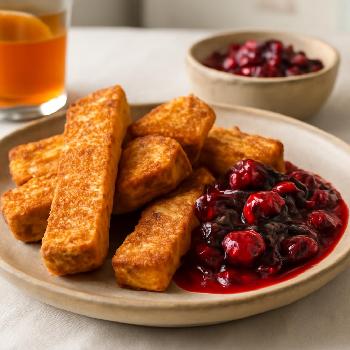 Vegan French Toast Sticks with Berry Compote
