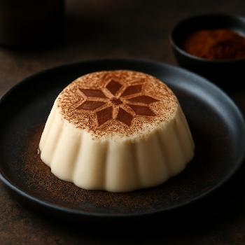 Stenciled Panna Cotta with Espresso Dust