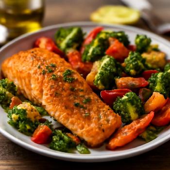 Baked Salmon with Turmeric-Roasted Vegetables