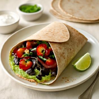 Creamy Avocado & Black Bean Vegan Wrap