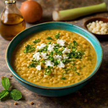Creamy Mediterranean Lentil Soup with Feta and Mint