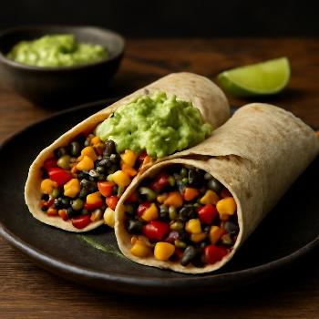 Dairy-Free Black Bean and Corn Wraps with Avocado Cream