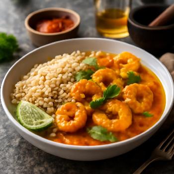 Dairy-Free Coconut Curry Shrimp with Brown Rice