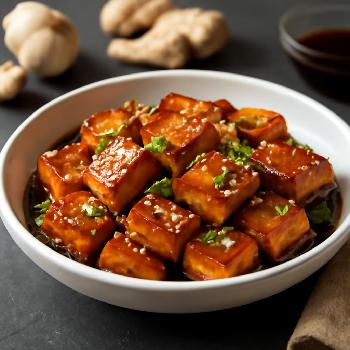 Garlic Ginger Tofu with Sesame Glaze
