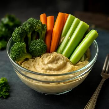 High-Fiber Broccoli, Carrot & Celery Sticks with Hummus