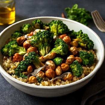 High-Fiber Quinoa Bowl with Roasted Broccoli and Chickpeas