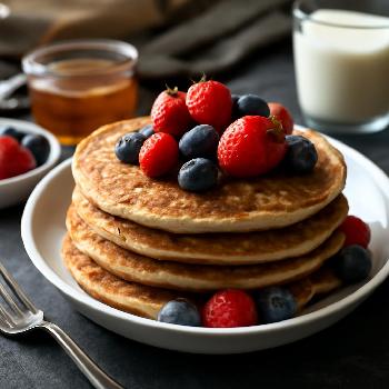 High-Fiber Whole Wheat Pancakes with Berries