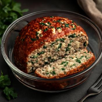 High-Protein Chicken Meatloaf with Spinach and Feta