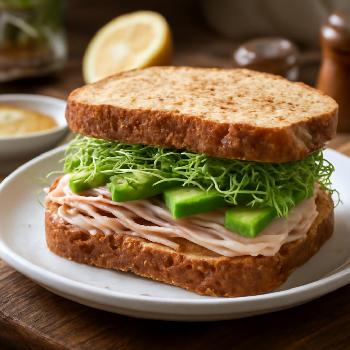 High-Protein Turkey Sandwich with Avocado and Sprouts