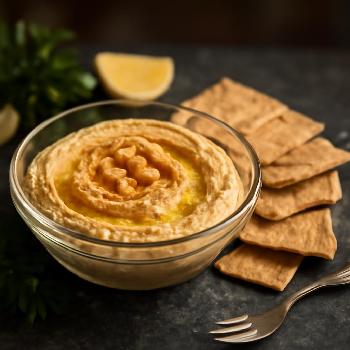 Homemade High-Fiber Hummus with Whole Wheat Crackers
