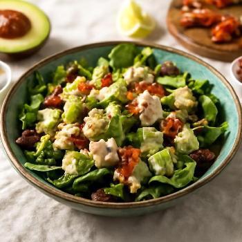 Keto Avocado Chicken Salad with Bacon and Greens