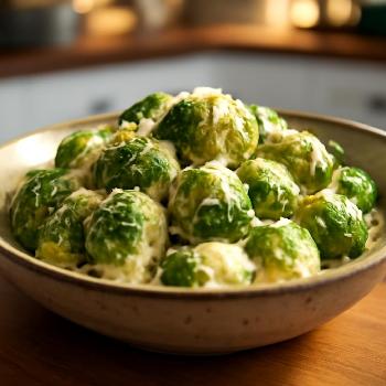 Keto Creamy Garlic Parmesan Brussels Sprouts