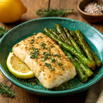 Lemon Herb Baked Cod with Roasted Asparagus