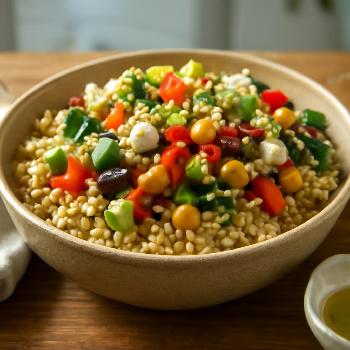 Mediterranean Rice Bowl with Chickpeas and Lemon Vinaigrette