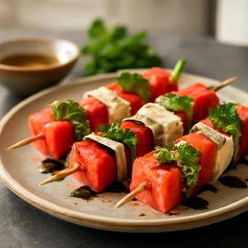 Mediterranean Watermelon & Feta Skewers with Mint