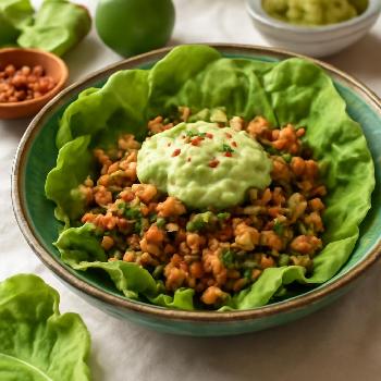 Paleo Chicken Lettuce Wraps with Avocado Crema