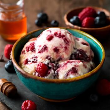 Paleo Coconut Milk Ice Cream with Berry Swirl