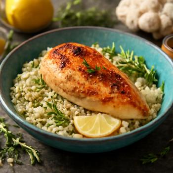 Paleo Lemon Herb Chicken with Cauliflower Rice