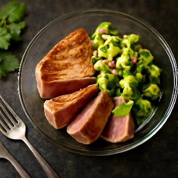 Pan-Seared Tuna Steaks with Avocado Salsa
