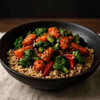 Peanut Tempeh Stir-Fry with Broccoli and Bell Peppers