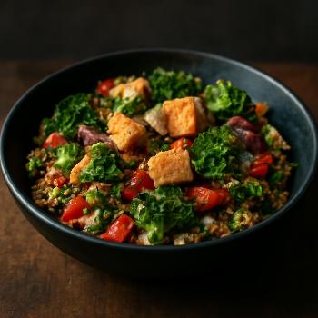 Quinoa Salad with Roasted Vegetables and Tofu