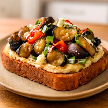 Roasted Vegetable and Hummus Toast